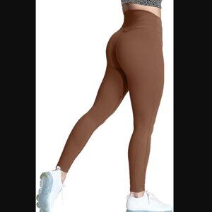 Aoxjox - Medium High Waisted Leggings - Dandelion Brown